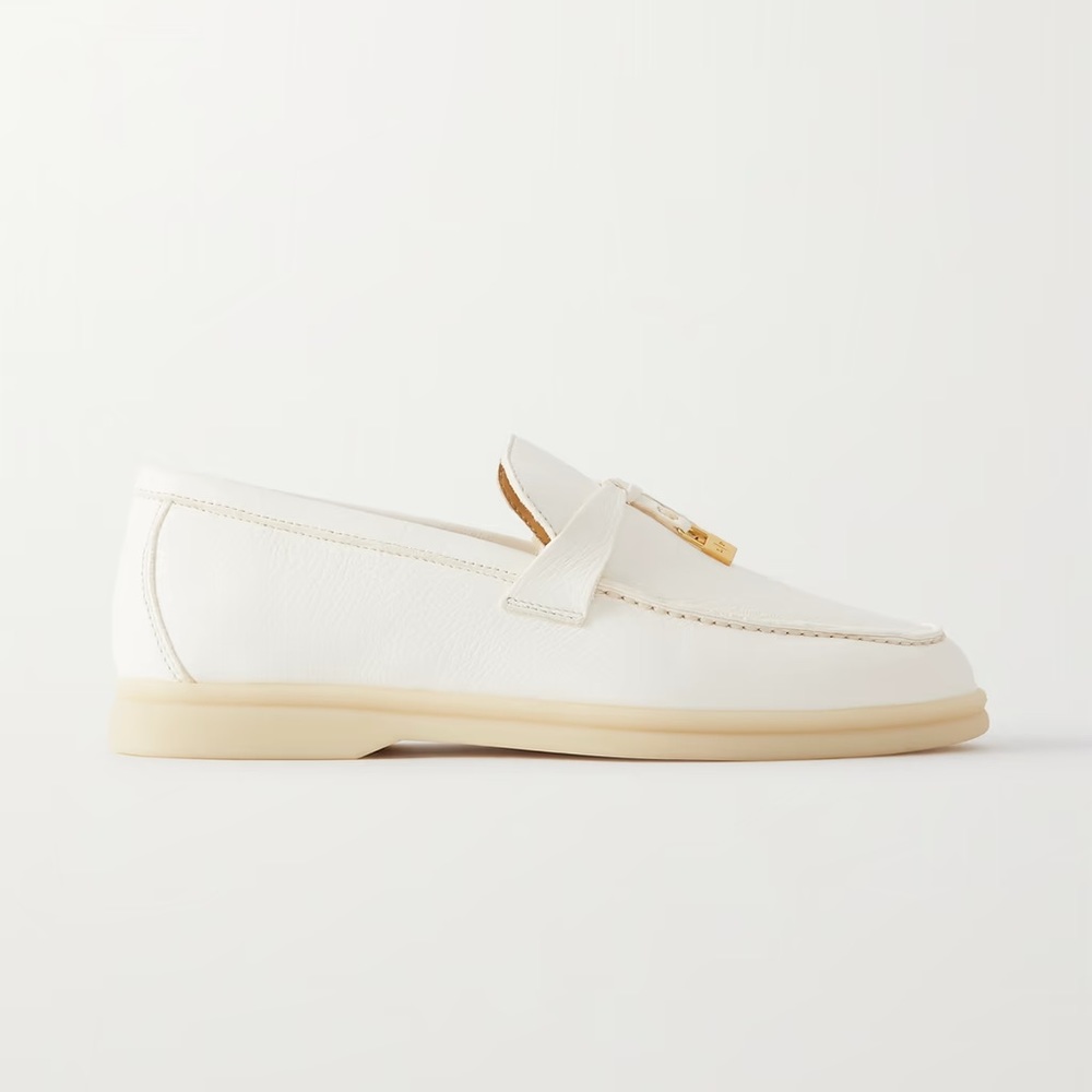 ❌SOLD❌ LORO PIANA WHITE GOLD LEATHER SUMMER CHARM LOAFER - Picture 13 of 16